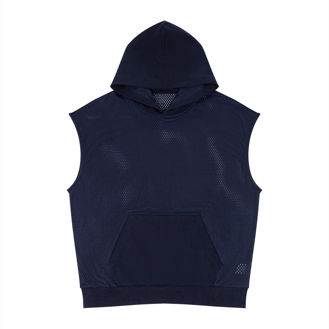 WTD Unisex Panel Mesh Sleeveless Hoodie