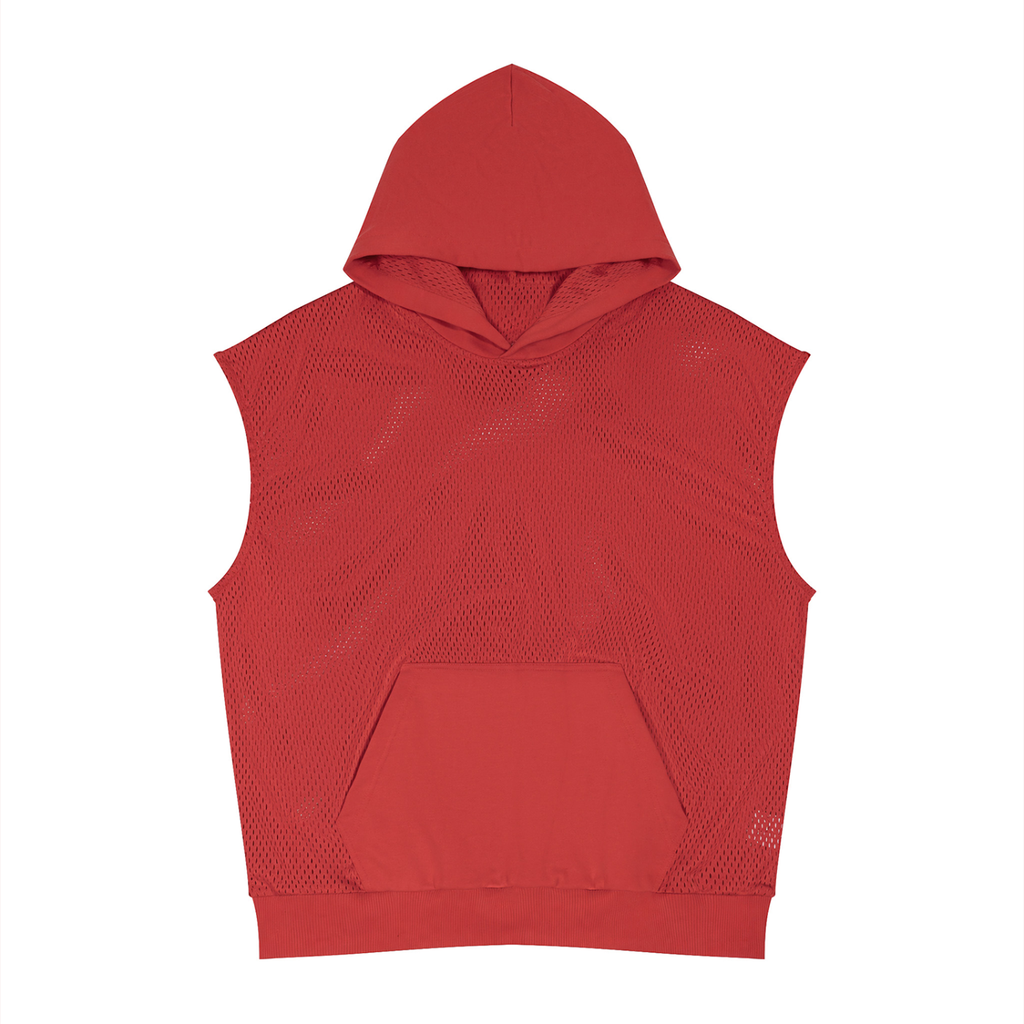 WTD Unisex Panel Mesh Sleeveless Hoodie
