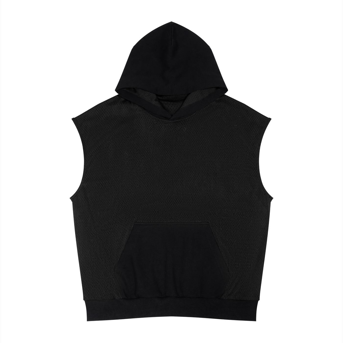 WTD Unisex Panel Mesh Sleeveless Hoodie