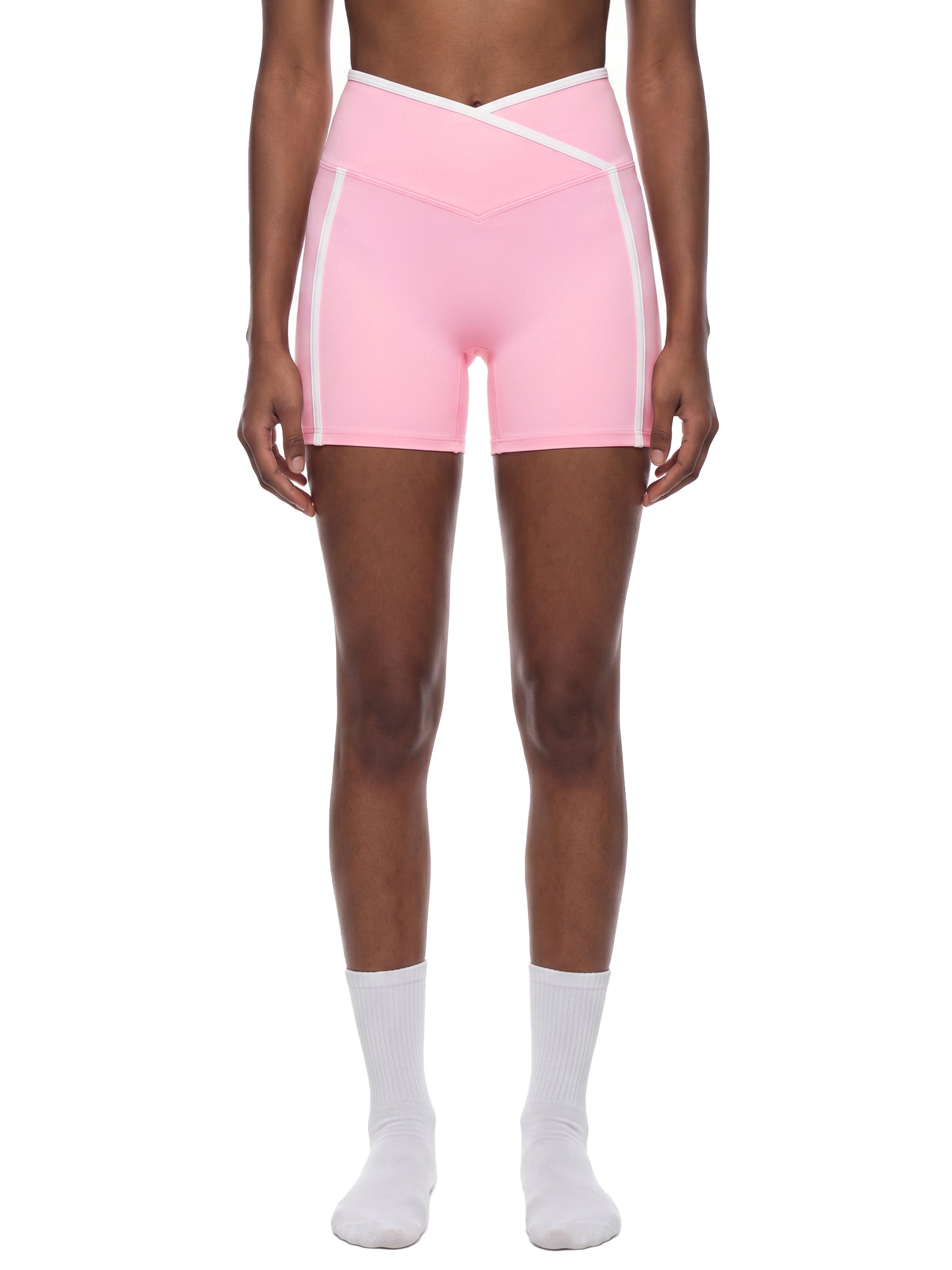 WTD Women’s High Rise Color Block Yoga Shorts